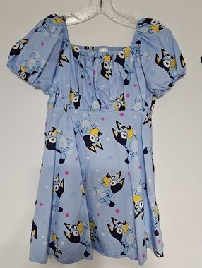 Girls Bluey Puff Sleeve Dress Size 14